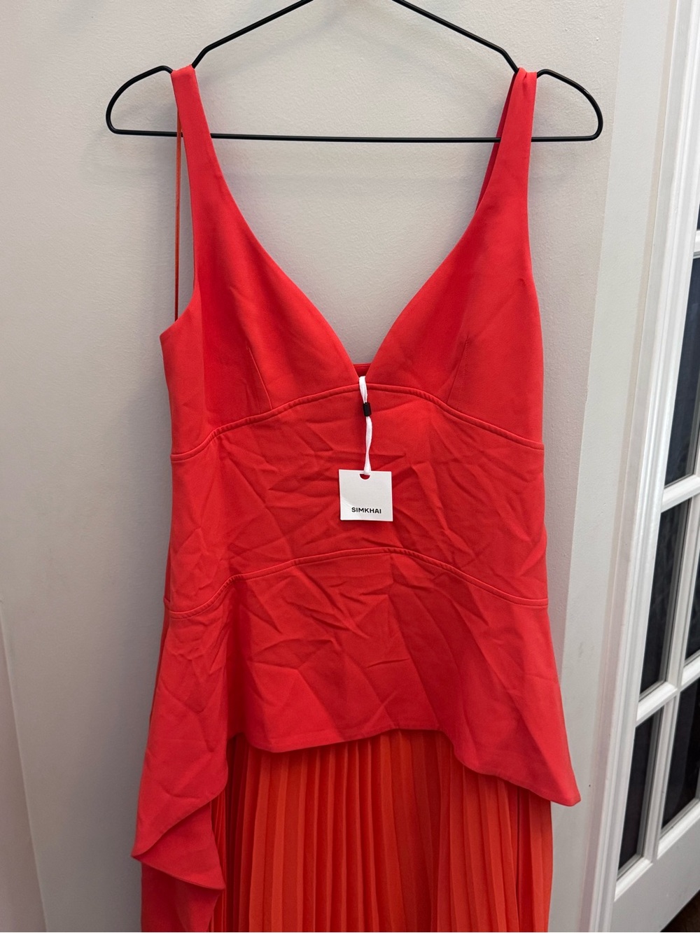 Jonathan Simkhai Sequoia SL Vneck Midi Dress in Flame - Picture 5 of 16